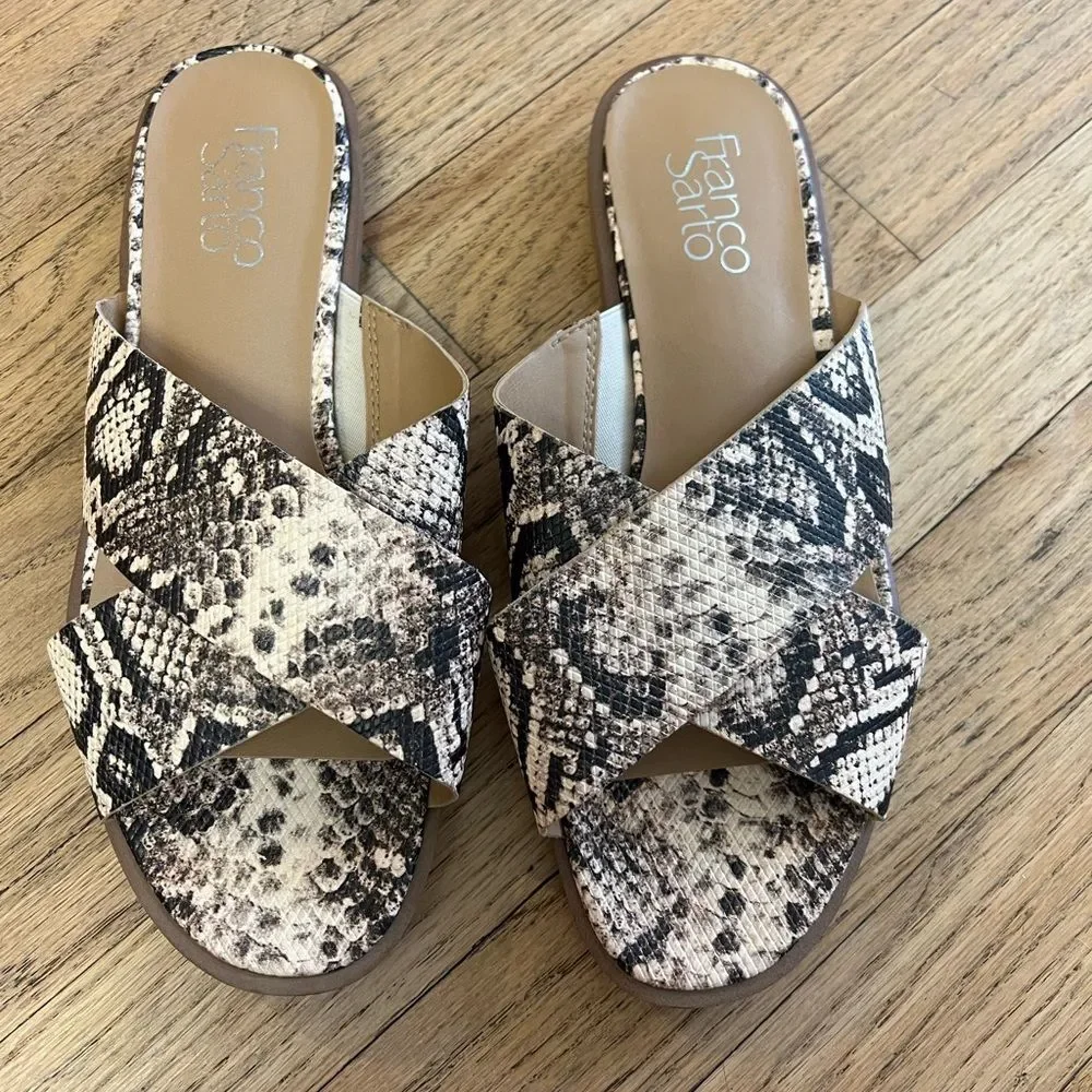 Franco Sarto animal print cris cross slides - Picture 2 of 6